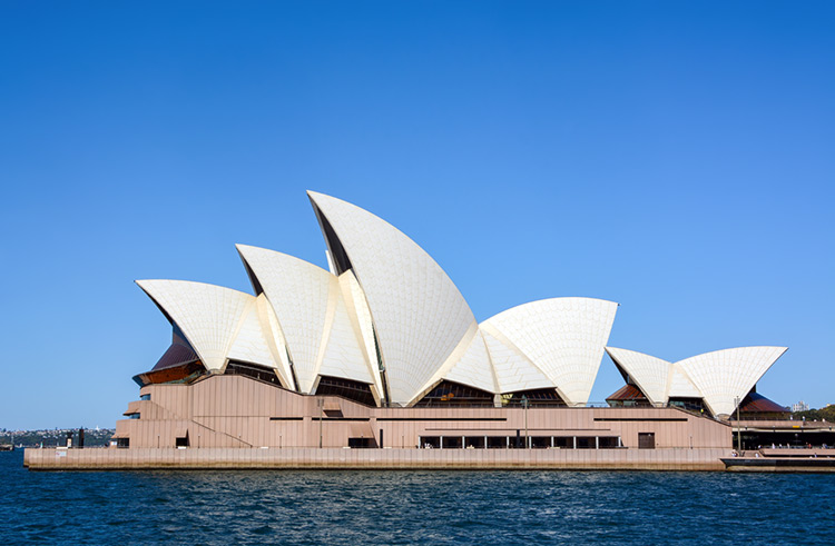 Sydney Opera House side view.