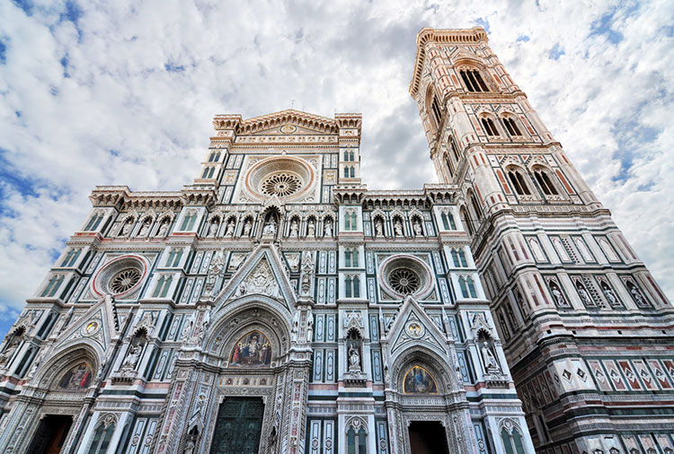 Impressive detail of the Florence Cathedral, Cattedrale di Santa Maria del Fiore.
