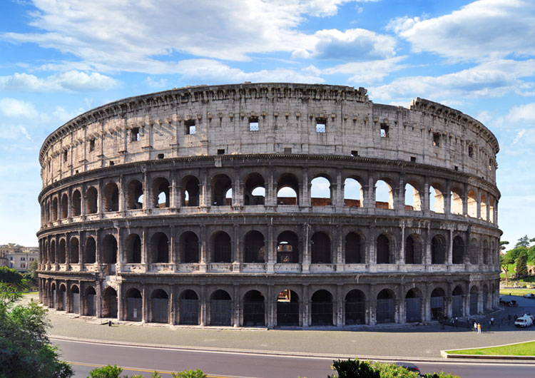 Ruins of the Roman Coliseum in Rome.