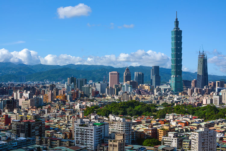 Cityscape of Taipei, the capital and largest city in Taiwan.