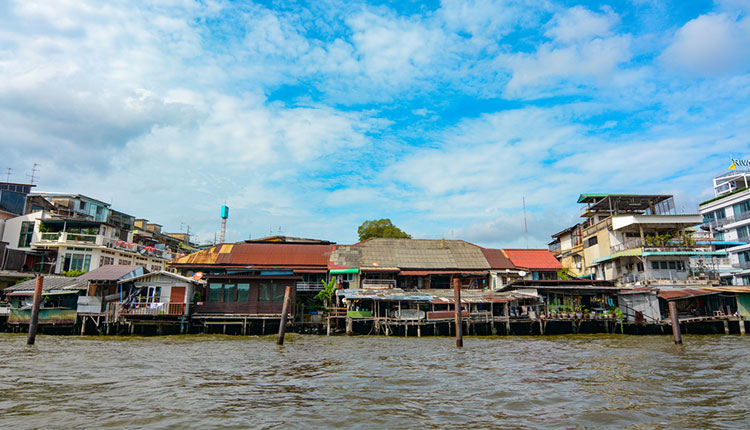 Homes along the bank of the Chao Praya River.