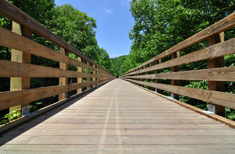 Wood bridge on the popular Virgina Creeper Trail.